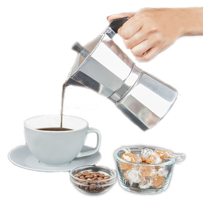 Coffee Equipment Wdt - Aluminium-Espressokocher, Latte-Kaffeemaschine, Italienischer Moka-Espressokocher, Perkolator-Kanne 1/3/6