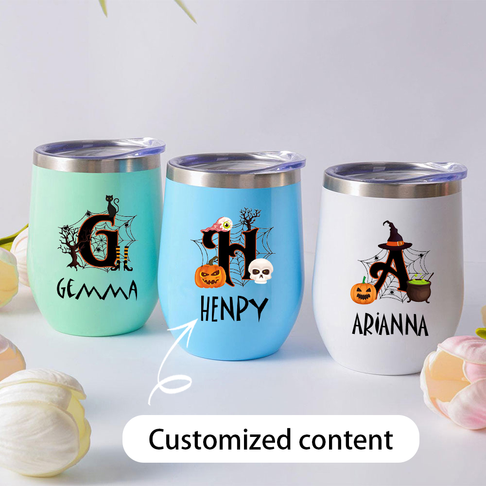 Coffee Equipment Used - Halloween Edelstahl-Wasserbecher, anpassbarer Kaffeebecher mit Buchstaben